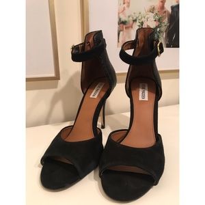 Black Faux Crocodile Peep Toe